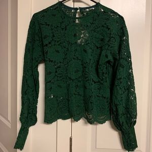 Green lace long sleeve
